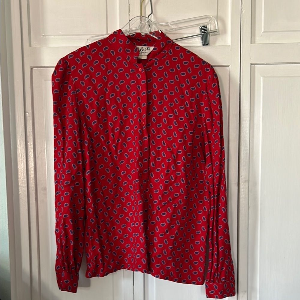 Vintage Celeste Red and Purple Paisley Shirt - Size M (see measurements)